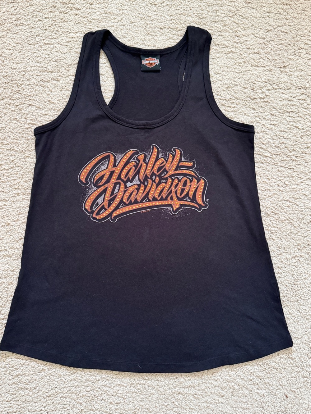 Harley-Davidson Women Black Tank Top rhinestone embellished Medium Grunge Biker
